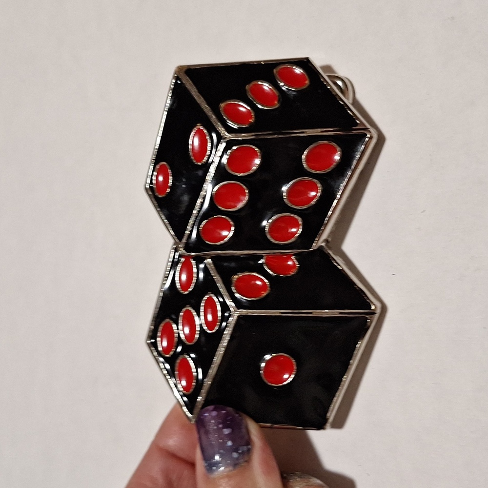 2 for $12: Lucky Dice Red & Black Belt Buckle